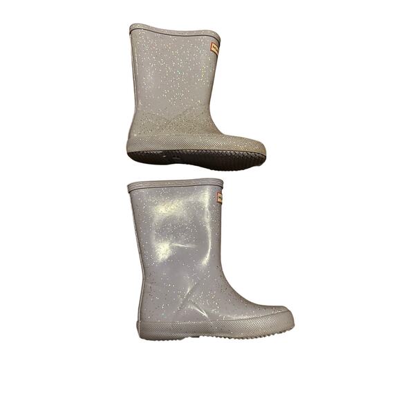 Hunter Rain boot size 12 girl silver glitter - Picture 1 of 6
